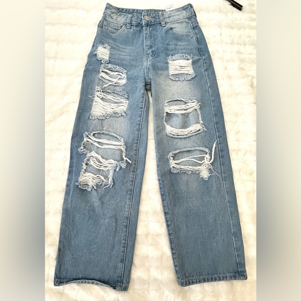Distressed Blue Jeans